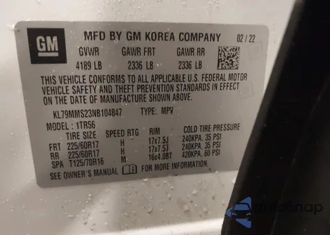 2022 Chevrolet Trailblazer Fwd Ls from USA, damaged, VIN KL79MMS23NB104847